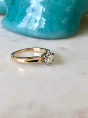 Vintage 0.75 Carat Natural Diamond Engagement Ring 18K & Platinum