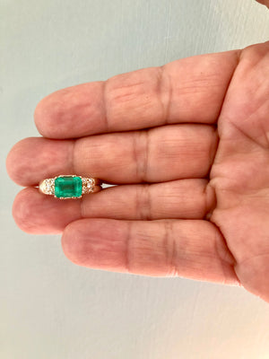 14 karat lab emerald ring - 14K gold diamond & lab emerald May Birthstone  ring | eBay