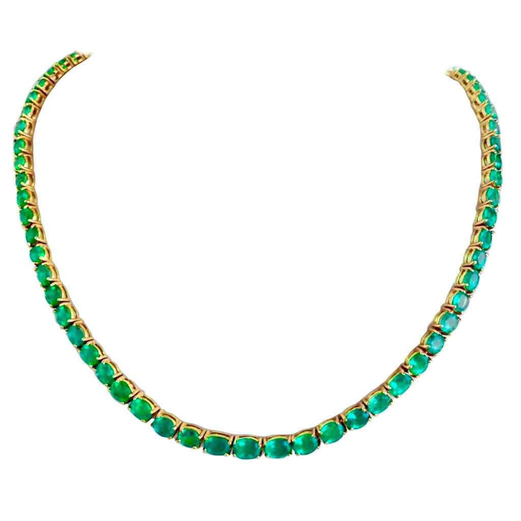 25.00 Carat Natural Colombian Emerald Necklace 18K Yellow Gold ...