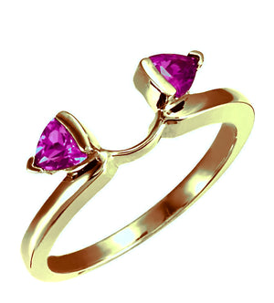 Trillion Natural Burma Ruby Wrap-Style Ring Enhancer 14K Gold