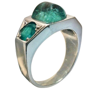 Antique 5.00 Carat Natural Emerald Solid Platinum Ring