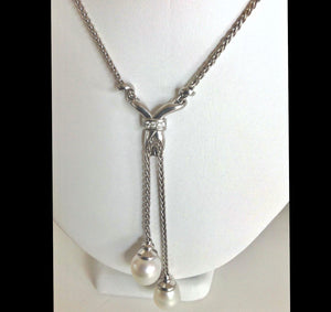 Diamond 14mm South Sea Pearl  Pendant Necklace 18K White Gold