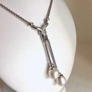 Diamond 14mm South Sea Pearl  Pendant Necklace 18K White Gold
