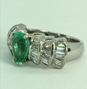 4.2 Carat Natural Colombian Emerald & Diamond Estate Ring 14K Gold