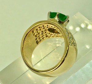 Vintage 4.10 Carat Natural Colombian Emerald Diamond Ring