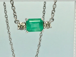 Colombian Emerald Diamond Pendant Necklace 18 Karat