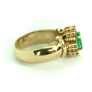Vintage Natural Emerald & Diamonds Ring 18K