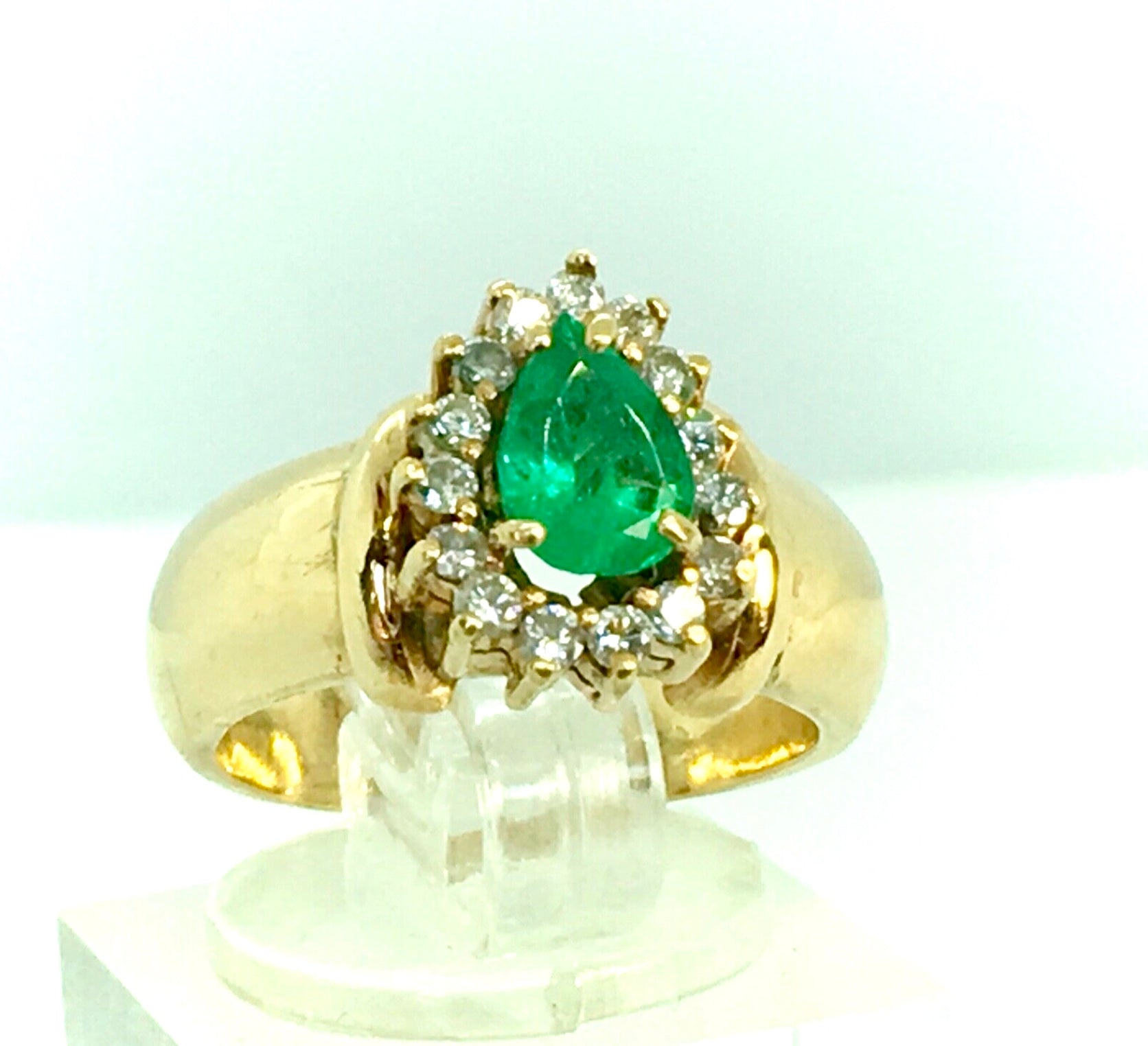 Vintage Natural Emerald & Diamonds Ring 18K