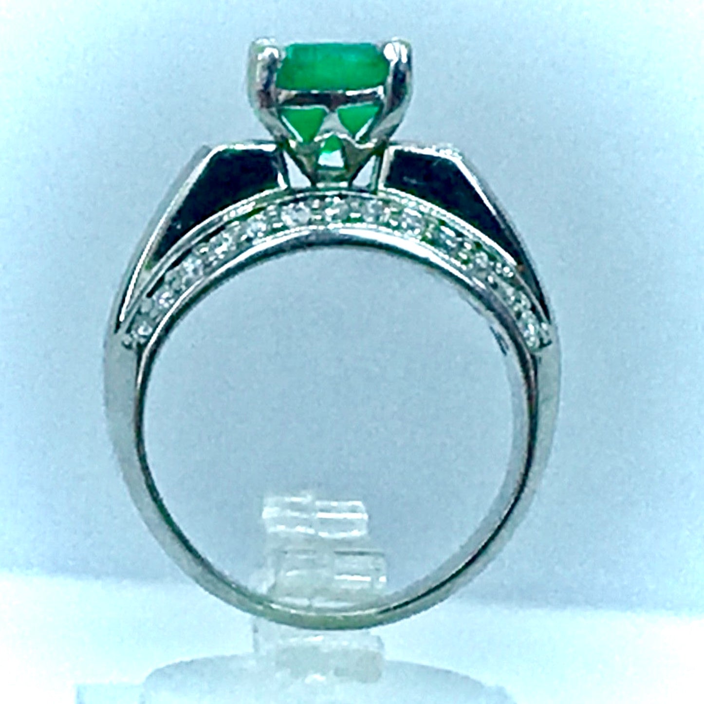 2.80 carat Square Colombian Emeralds Diamond Estate Ring White Gold