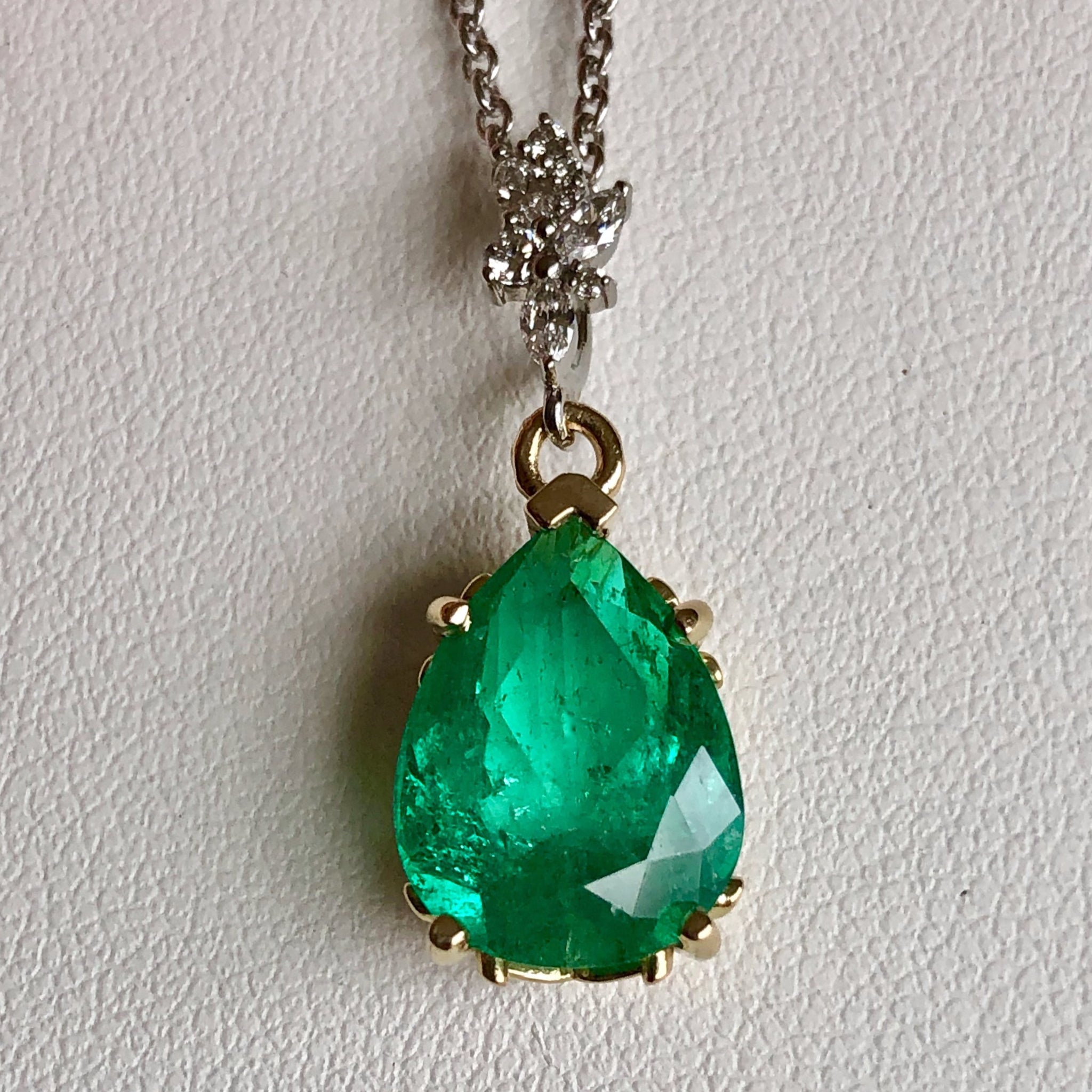 Fine Emerald Diamond Pendant Necklace in 18K and Platinum ...