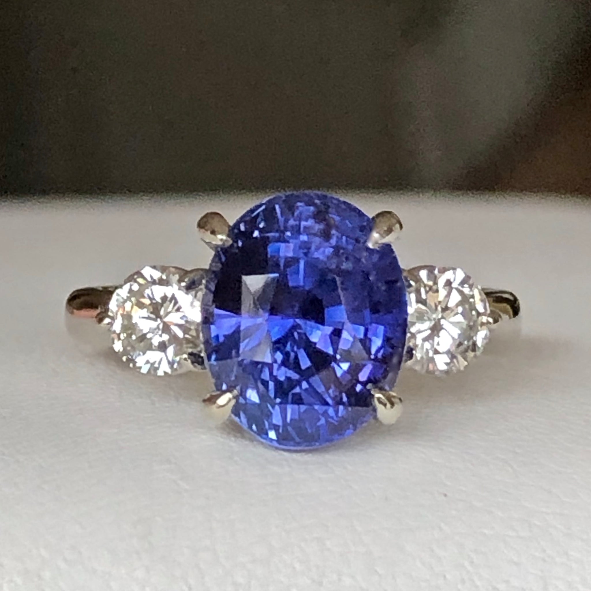 7.18 Carat GIA No Heat Color-Changing Sapphire Diamond Ring 18K