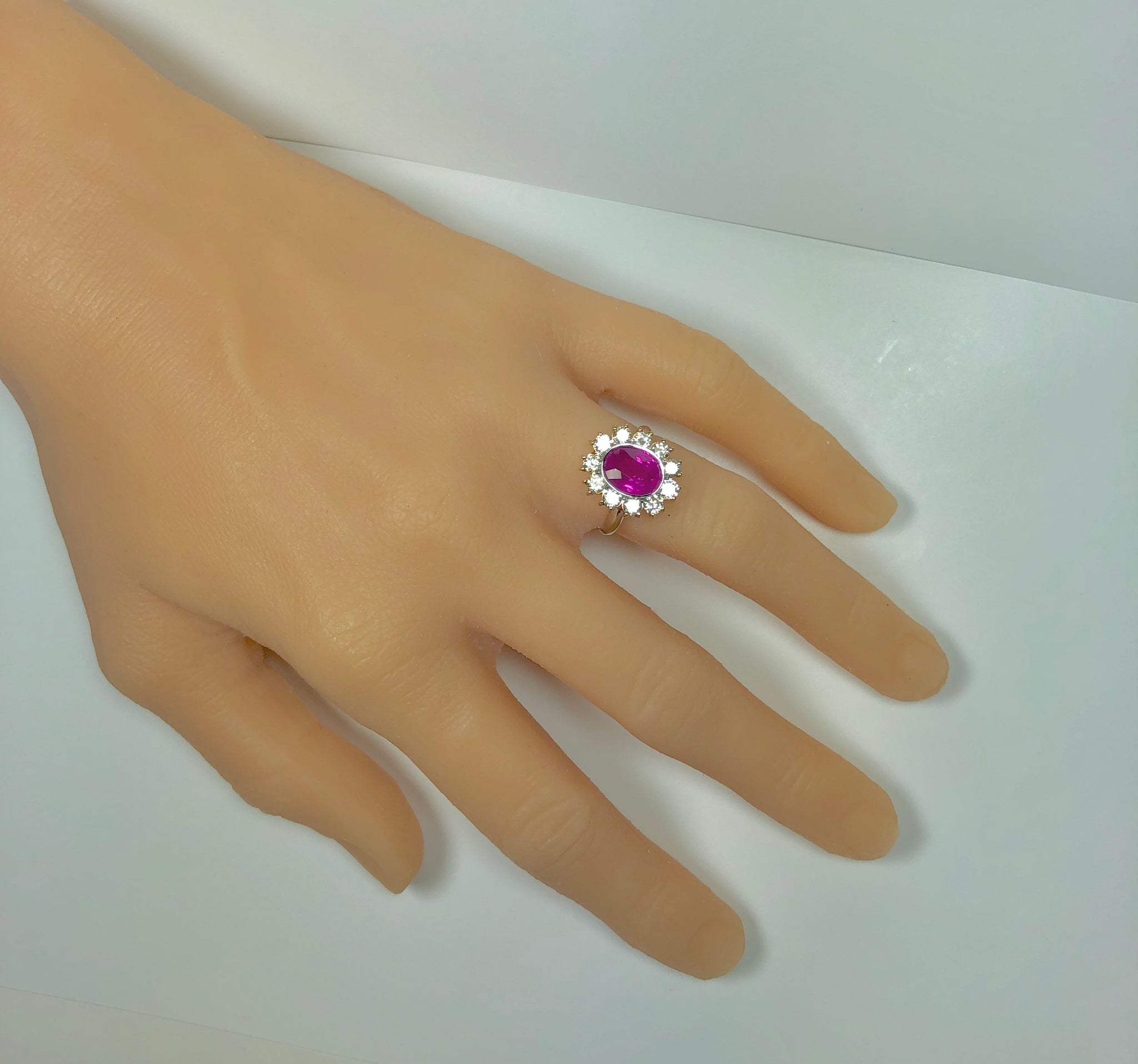 4.64 Carat Burma Pink Sapphire and Diamond Ring 18K Gold