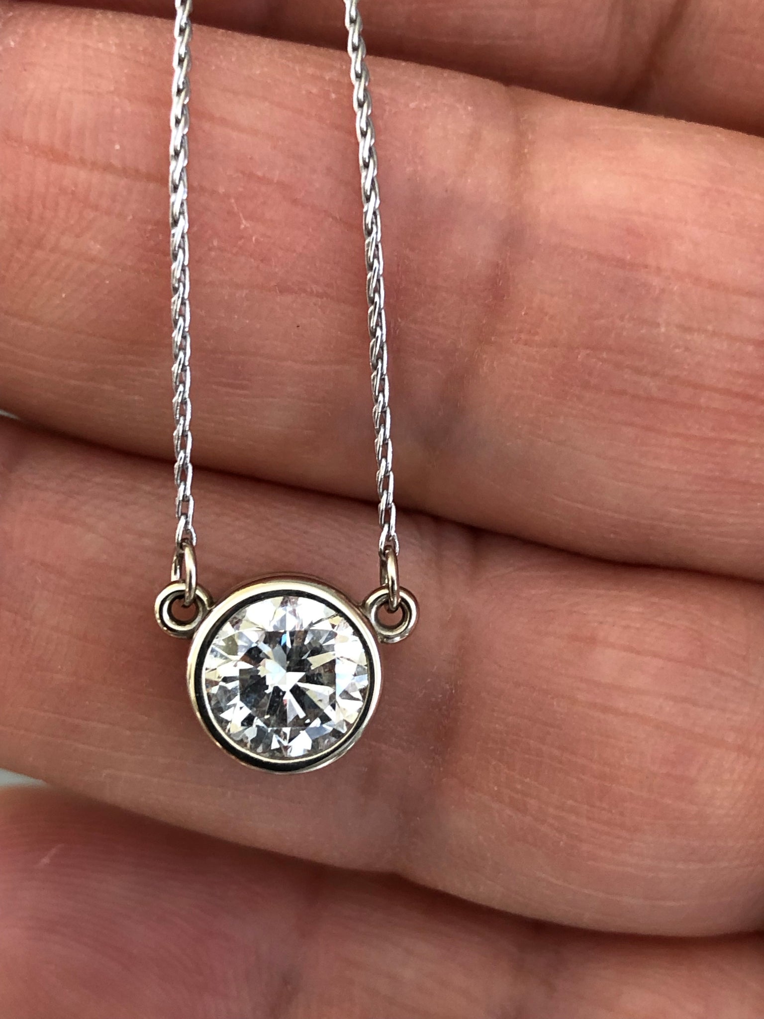 1.50 Carat Round Diamond Solitaire White Gold Pendant Necklace