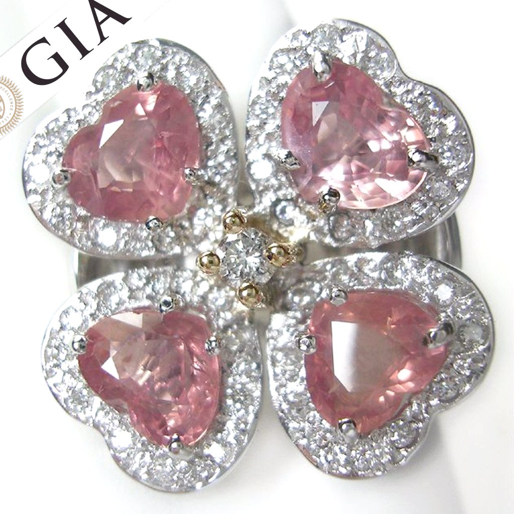 GIA 6.20 Carat Padparadscha Sapphire Diamond Flower Ring 18K